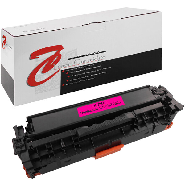 A Point Plus magenta toner cartridge replacement for HP with black and pink packaging.
