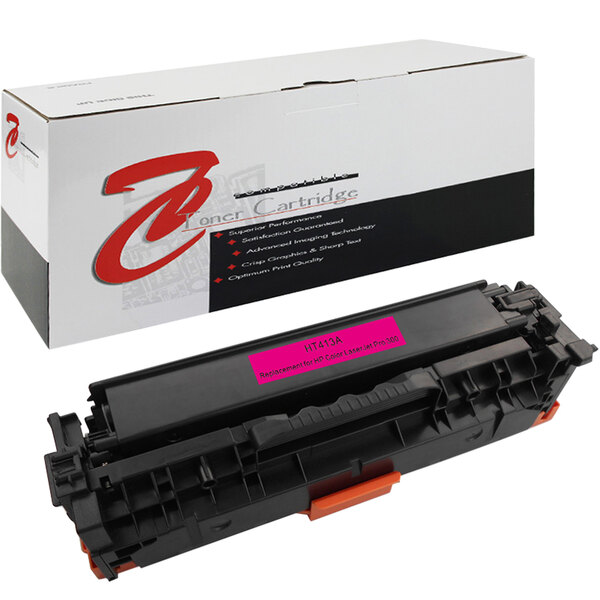 A Point Plus magenta toner cartridge replacement for HP with pink and black packaging.