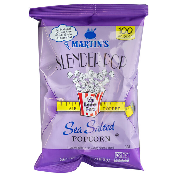 Martin's Slender Pop Air Popped Sea Salted Popcorn 0.7 oz. Bag 60/Case