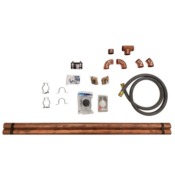 A copper drain installation kit for a Rational combi oven.