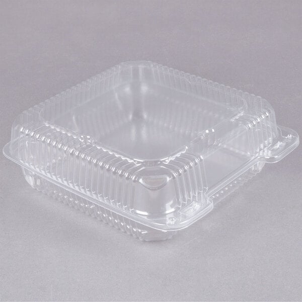 Durable Packaging PXT-900 Duralock 9 x 9 x 3 Clear Hinged Lid Plastic  Container - 100/Pack