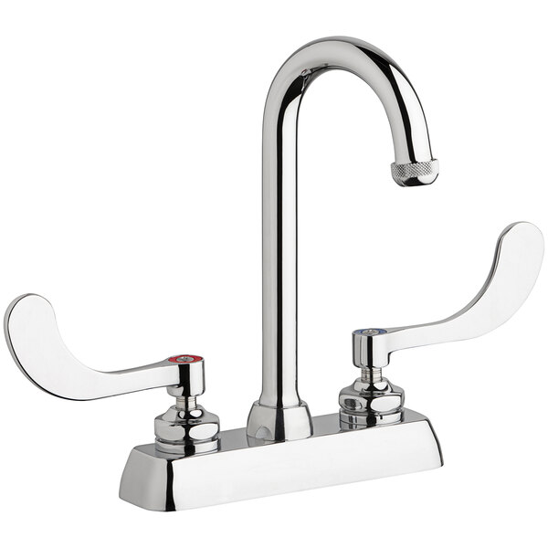Chicago Faucets W4DGN1AE1317ABCP DeckMounted Faucet with 4" Fixed Centers, 3 1/2" Rigid