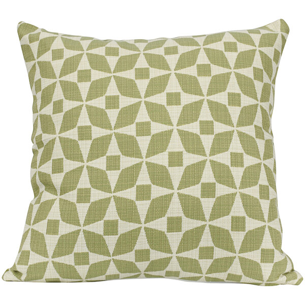 An Astella green and white geometric throw pillow.