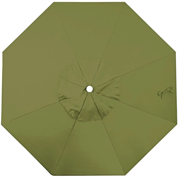 A close-up of an olive green California Umbrella Palm Pacifica canopy with a hole in the center.