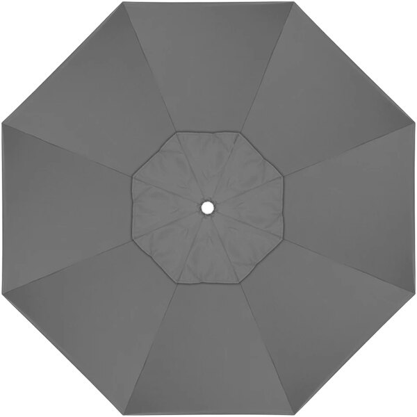 A top view of a grey California Umbrella canopy with a hole in the center.