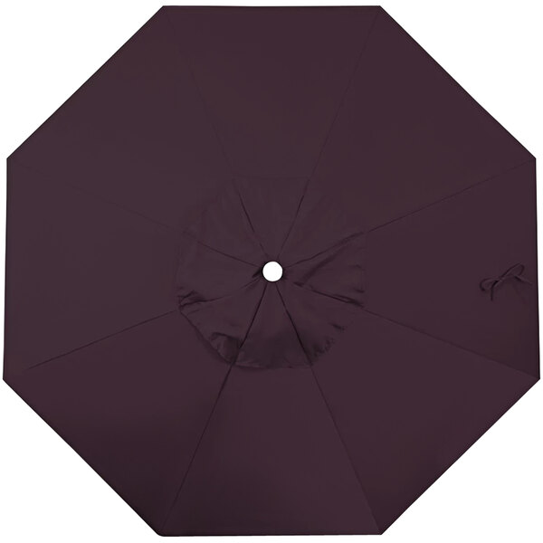 A purple California Umbrella replacement canopy with a hole in the middle.