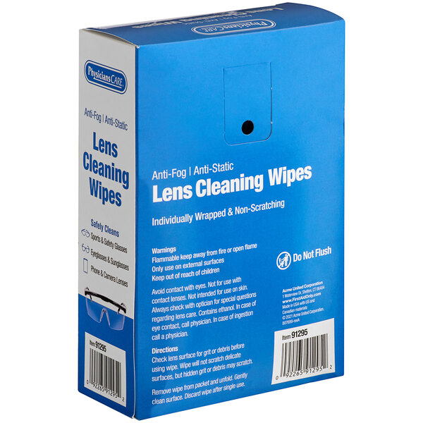 PhysiciansCare 91295 PreMoistened Lens Cleaning Wipes 100/Box
