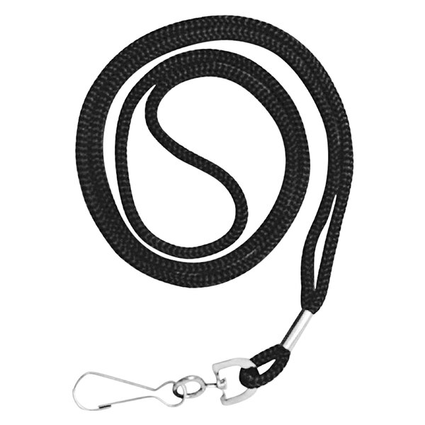 A black Kemp USA rope lanyard with a silver hook.