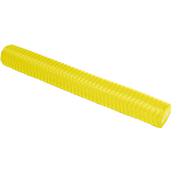 A yellow corrugated Kemp USA pool noodle.
