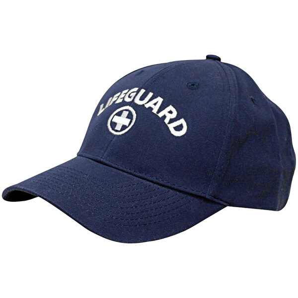 A navy blue Kemp USA cap with white embroidered LIFEGUARD text.