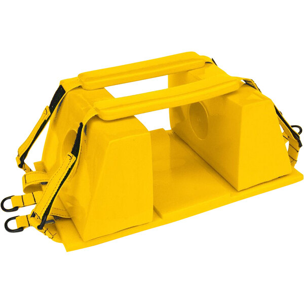 A yellow plastic case with straps.
