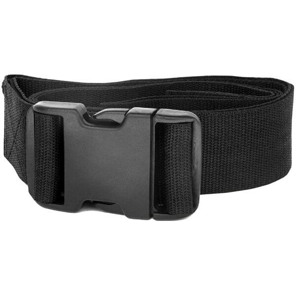 A black strap with a plastic buckle.