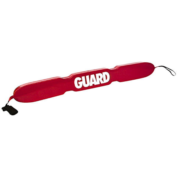 A red Kemp USA rescue tube with white text that reads "GUARD"
