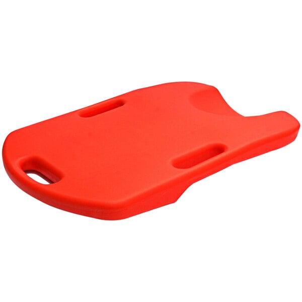 An orange plastic CPR board with handles.