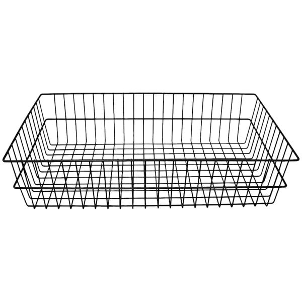 A black Omnimed wire basket with a handle.