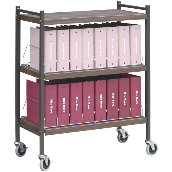 Omnimed Omnicart Woodgrain Horizontal 24Binder Big Beam Open Cart