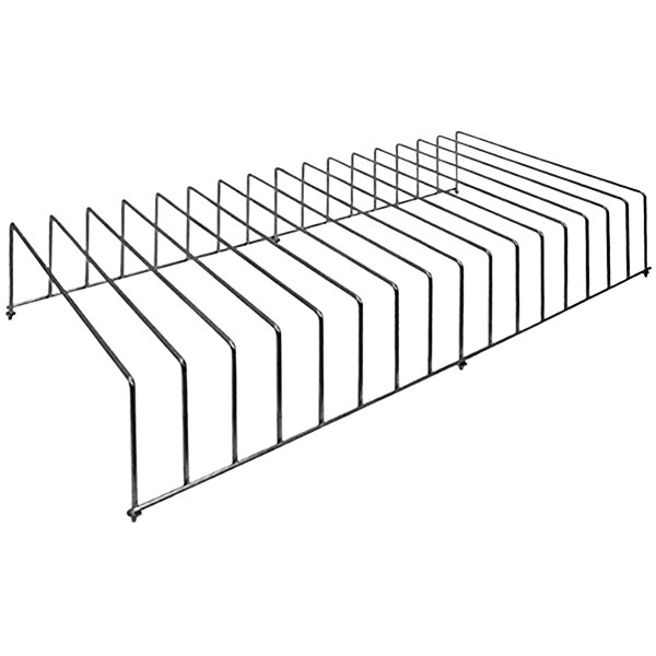 A black metal wire rack with four rows of shelves.