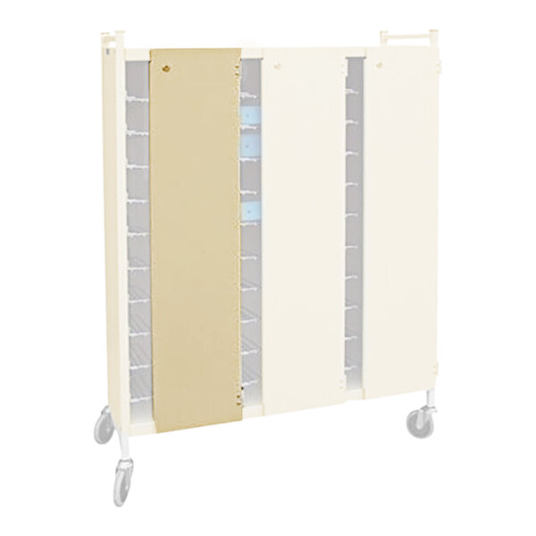 A tan and white Omnicart locking panel.