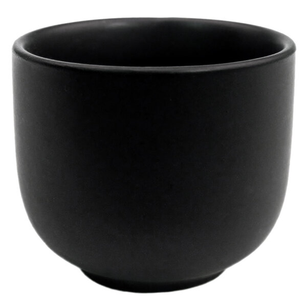 CAC 666-WC-BK Japanese Style 1.5 oz. Stoneware Sake Cup - Non-Glare Glaze Black - 72/Case