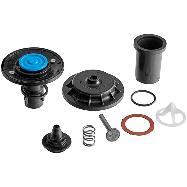 A black water pump kit with blue rubber parts for a Sloan urinal.