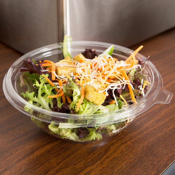 24oz Crystal Clear Plastic Disposable Salad Bowls with Lids To-Go