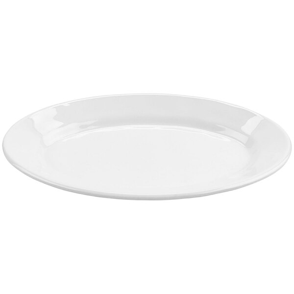 A white GET melamine platter with an irregular oval shape and rim.