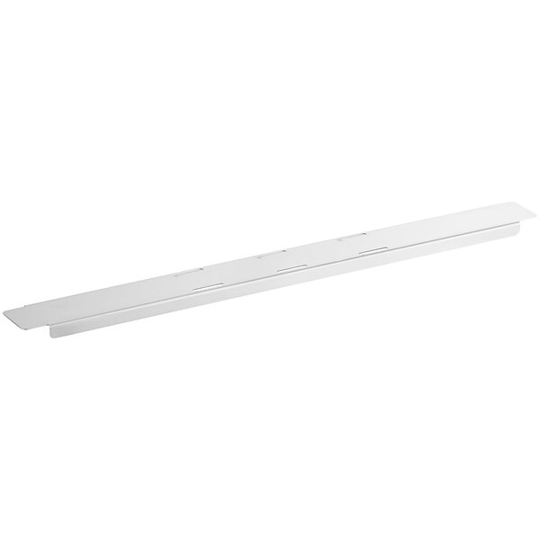 A white rectangular metal divider bar with holes.