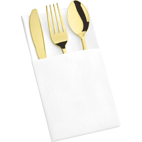 Visions Heavy Weight Elegant Gold Cutlery Set with White LinenFeel