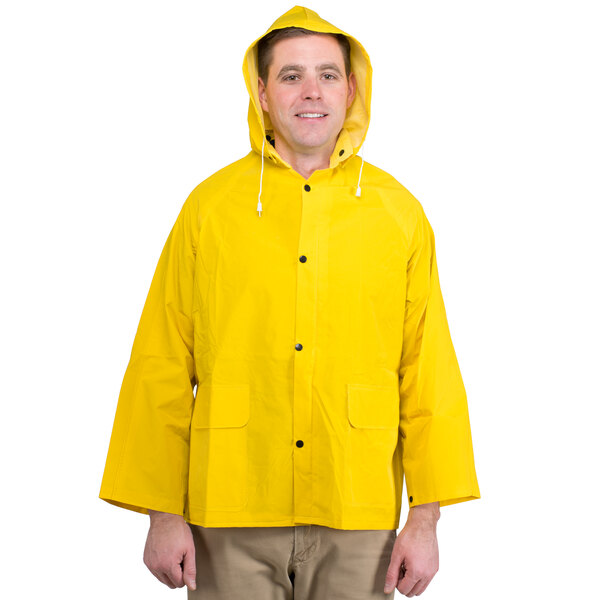 pale yellow rain jacket