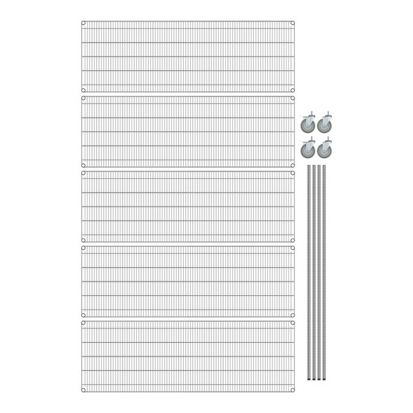 Steelton 24" x 72" NSF Chrome 5Shelf Kit with 72" Posts and Casters