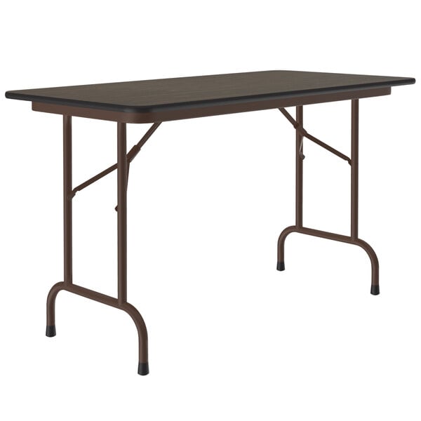 Correll Folding Table, 24" x 48" Melamine Top, Walnut