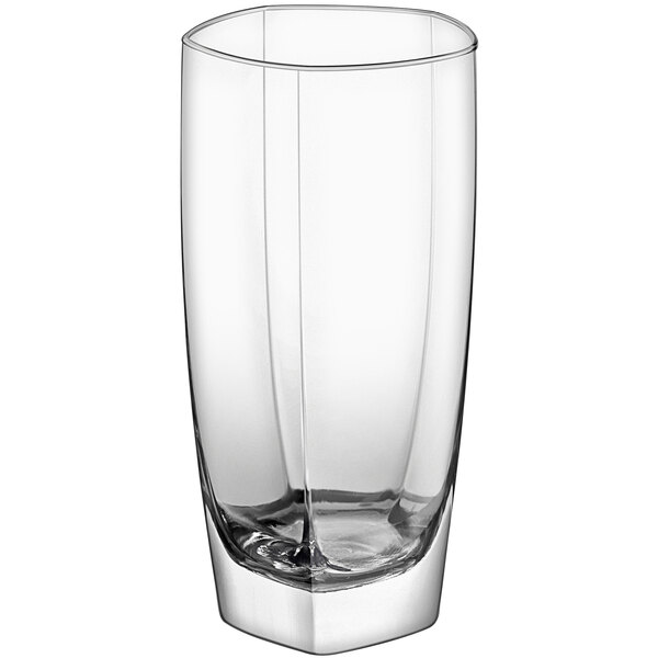 A Sensation highball glass with a curved edge.