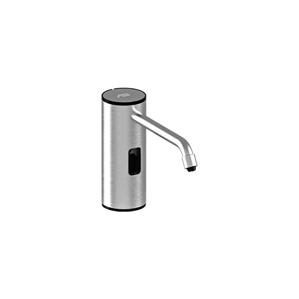 An American Specialties, Inc. stainless steel automatic foam soap dispenser with black accents.