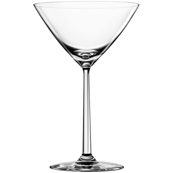 A Lucaris martini glass with a clear stem.