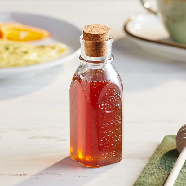 5.5 oz. (8 oz. Honey Weight) Glass Muth Honey Jar Kit with Cork 12/Case