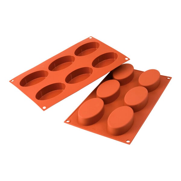Silikomart 6 Compartment Oval Silicone Baking Mold 3 7/16" x 2 1/16