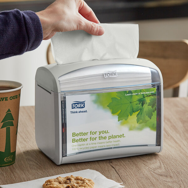 Tork Xpressnap 6234100 Gray Tabletop Interfold Napkin Dispenser N4