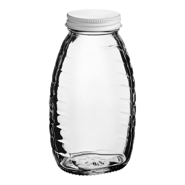 12 oz. (16 oz. Honey Weight) Classic Queenline Glass Honey Jar Kit with