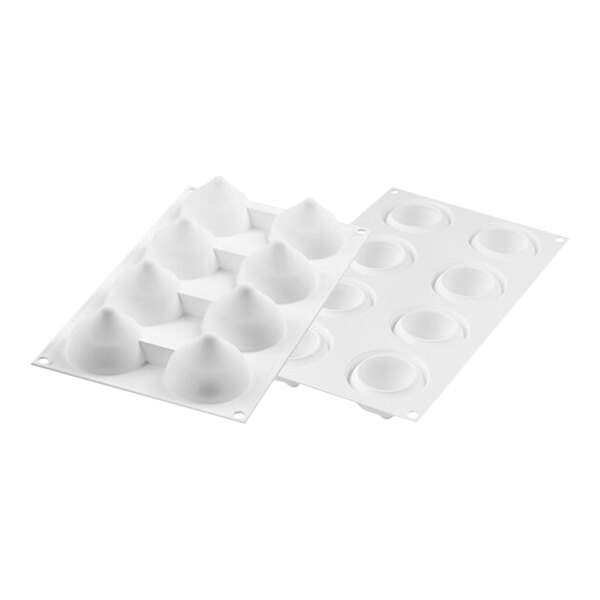 Silikomart Curve Goutte 8 Compartment White Silicone Baking Mold 2 1/8" x 2 1/8" x 1 5/8