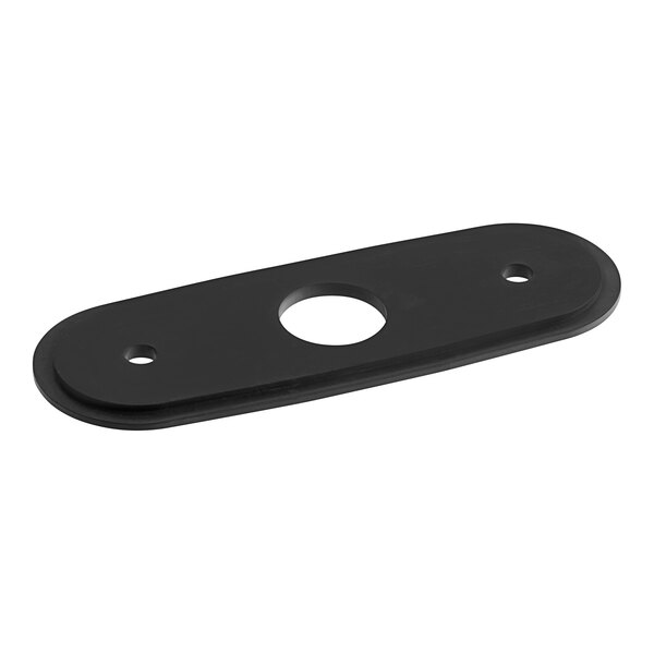 A black rectangular rubber gasket with holes.