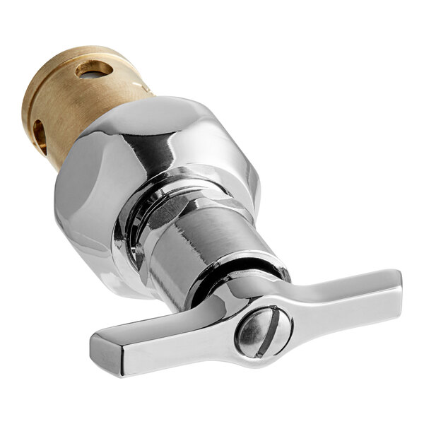 A T&S chrome plated brass spindle assembly with a loose key stop and a screw.