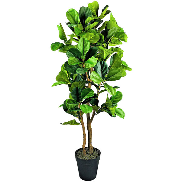 A potted LCG Sales artificial fig tree with green leaves.