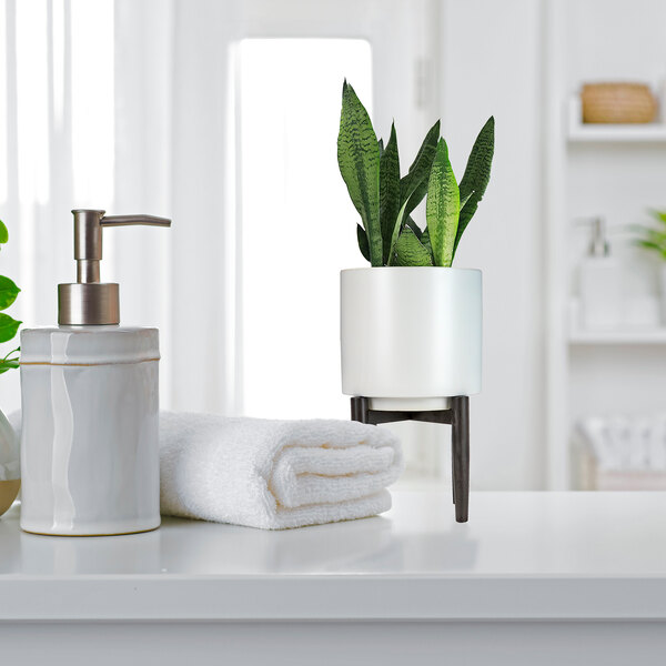LCG Sales 10" White Ceramic Plant Stand