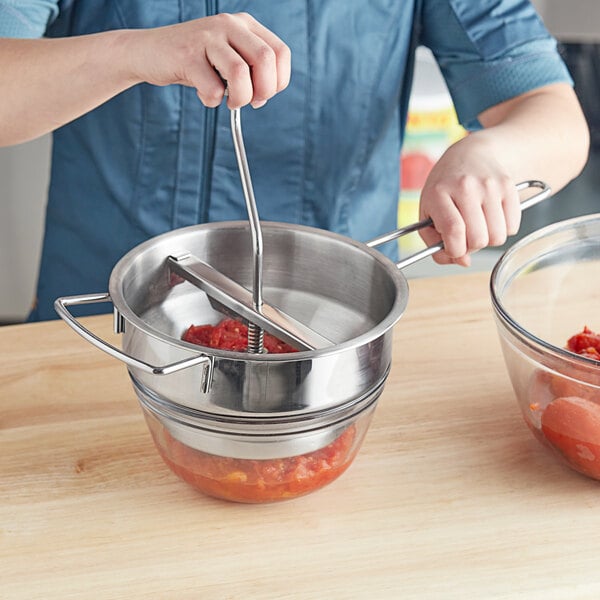 Choice Prep Stainless Steel Rotary Food Mill with 3 XL Sieves 2 Qt