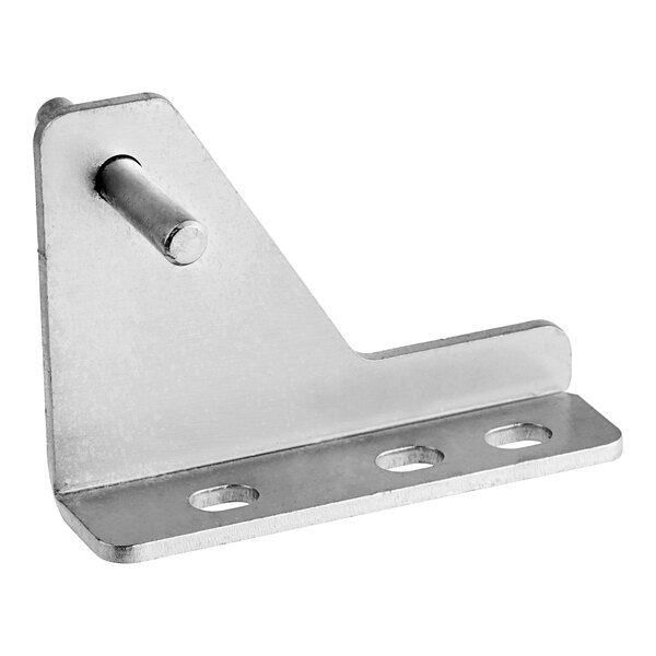A stainless steel Avantco right hinge bracket with two holes.