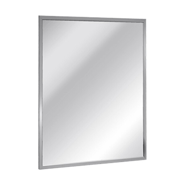 An American Specialties, Inc. mirror with a stainless steel frame.