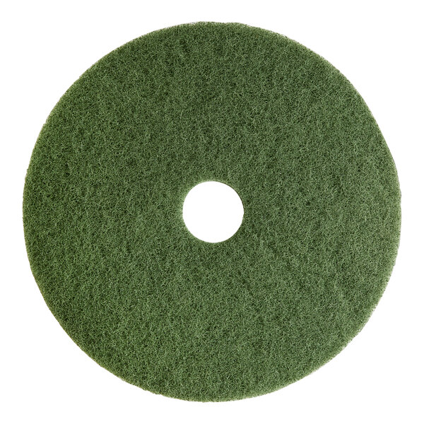 A green Lavex Basics circular floor pad with a hole in the middle.