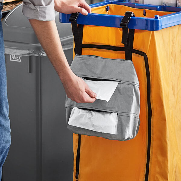 Lavex Gray Double Pocket Trash Bag Dispenser