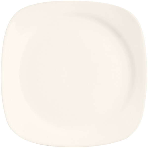 A white square RAK Porcelain plate with a plain edge.