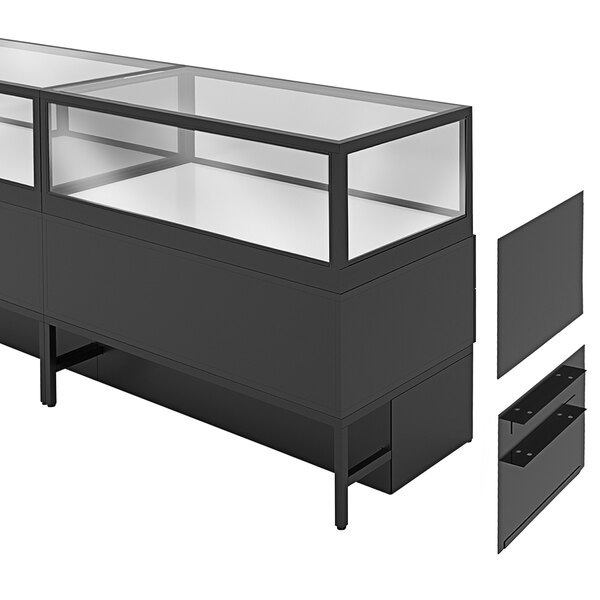 Econoco 15 9/16" x 1 1/8" x 10 1/2" Black End Privacy Panel for Glass